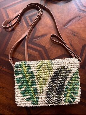Woven Palm Leaf Crossbody Bag